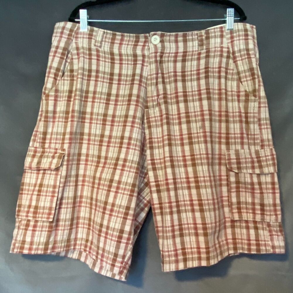 True Rock Brown Plaid Cargo Shorts Men's 40